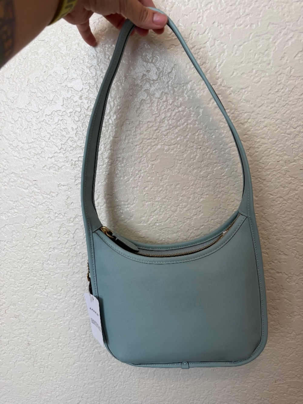 NWT Coach Limited Edition Curve Zip Bag Light Blue Glovetanned Leather CAF11
